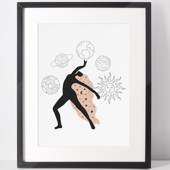 Other - Wall Art Bohemian Woman Silhouette Celestial Print Poster Illustration Unframed